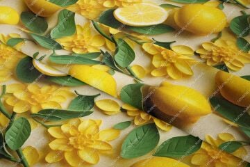 3D Limon Desenli Çok Amaçlı Dekoratif Tasarım Dijital Baskı Kumaş