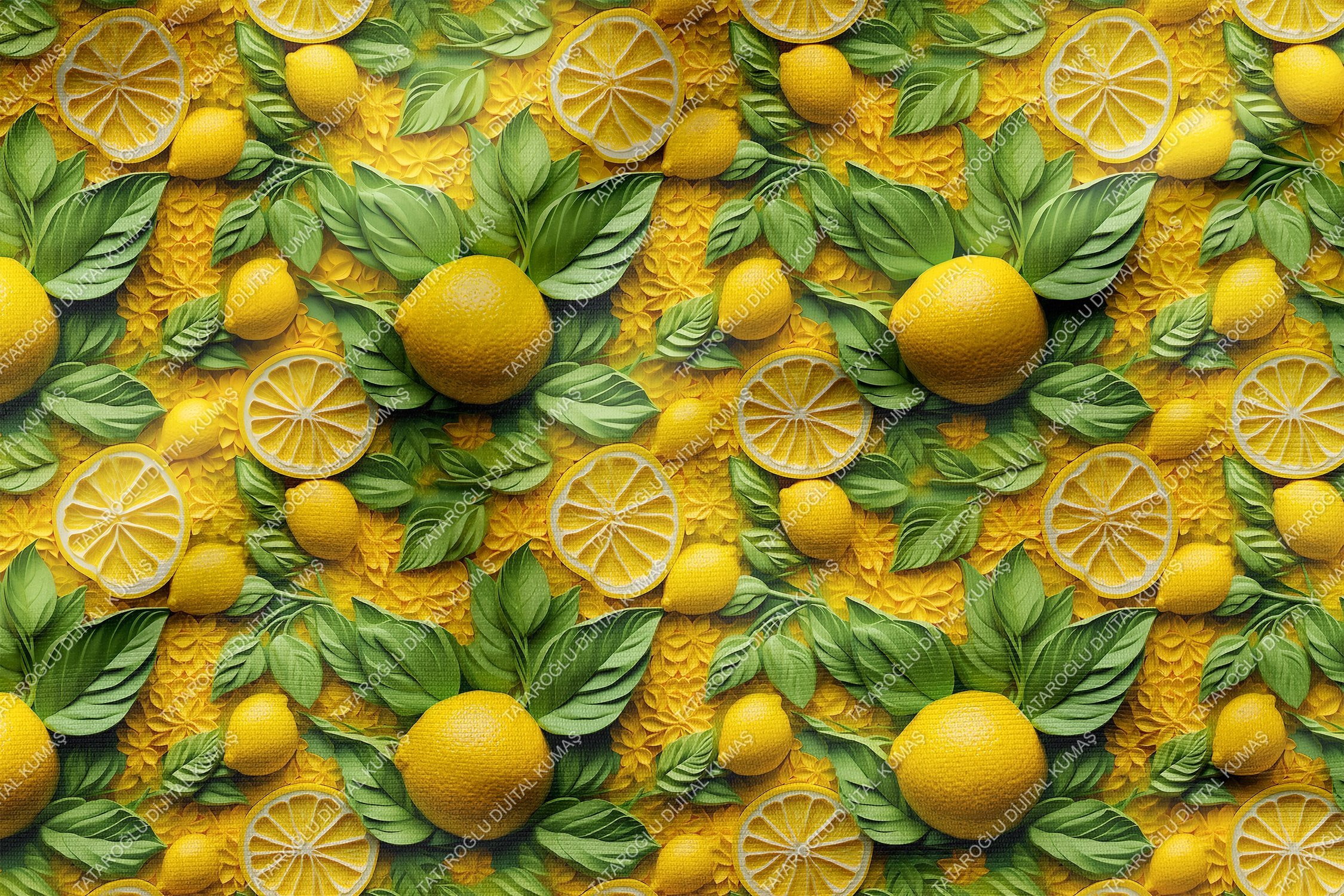 3D Limon Desenli Çok Amaçlı Dekoratif Tasarım Dijital Baskı Kumaş