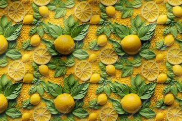 3D Limon Desenli Çok Amaçlı Dekoratif Tasarım Dijital Baskı Kumaş