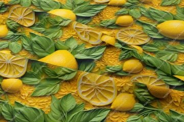 3D Limon Desenli Çok Amaçlı Dekoratif Tasarım Dijital Baskı Kumaş