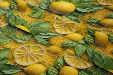 3D Limon Desenli Çok Amaçlı Dekoratif Tasarım Dijital Baskı Kumaş