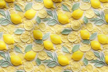 3D Limon Desenli Çok Amaçlı Dekoratif Tasarım Dijital Baskı Kumaş