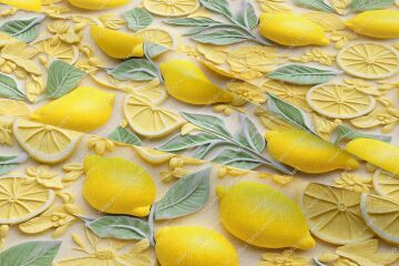 3D Limon Desenli Çok Amaçlı Dekoratif Tasarım Dijital Baskı Kumaş
