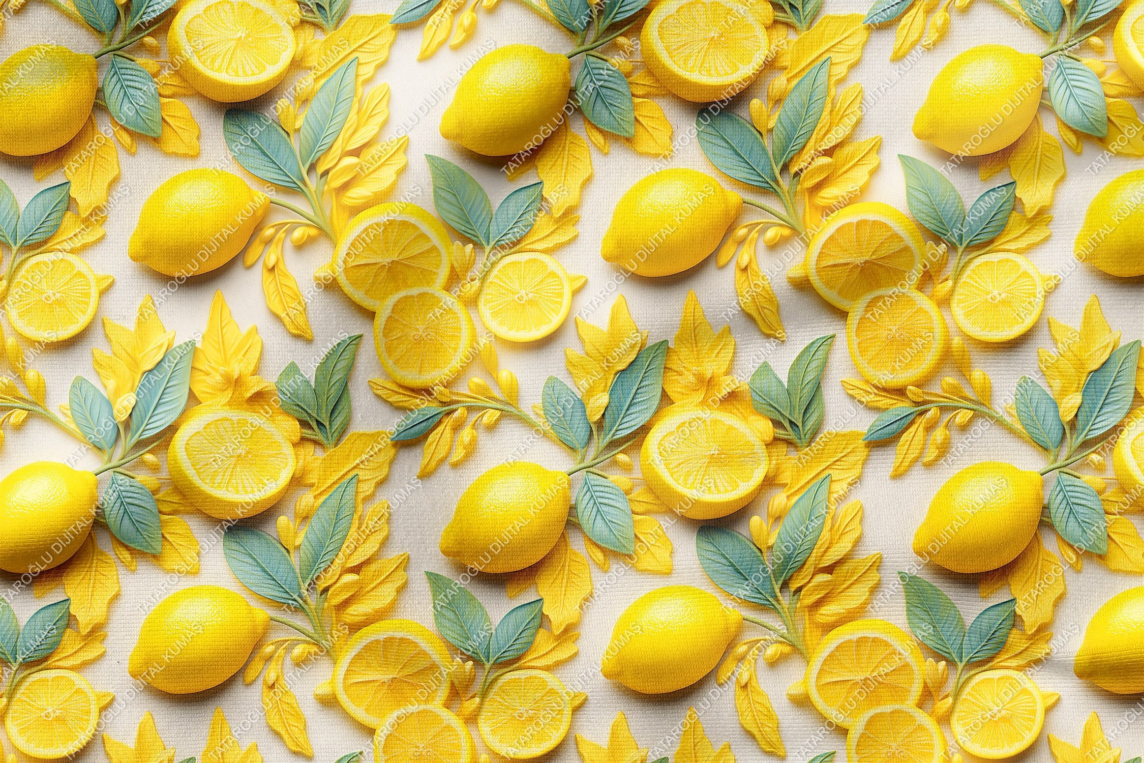 3D Limon Desenli Çok Amaçlı Dekoratif Tasarım Dijital Baskı Kumaş