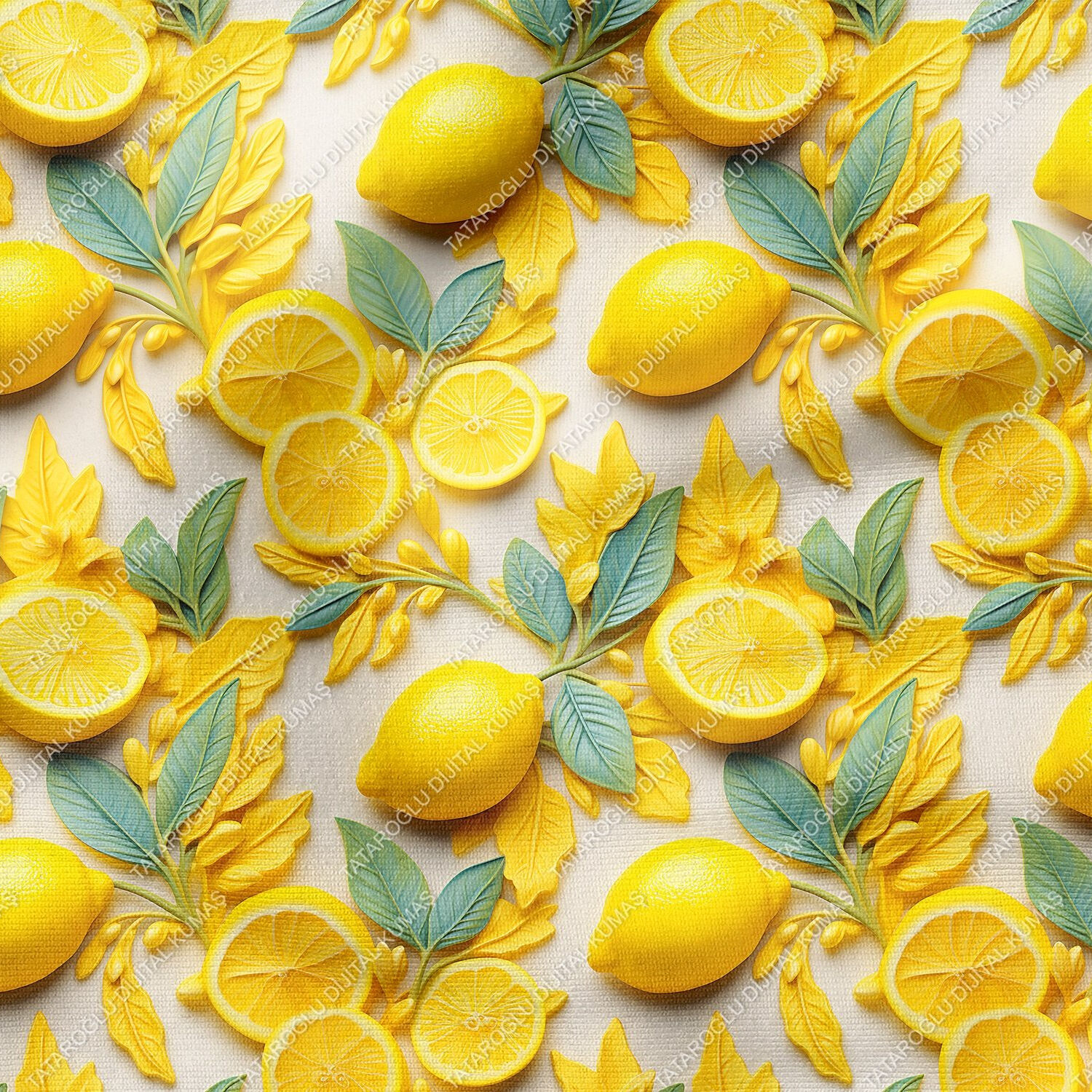 3D Limon Desenli Çok Amaçlı Dekoratif Tasarım Dijital Baskı Kumaş