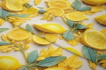 3D Limon Desenli Çok Amaçlı Dekoratif Tasarım Dijital Baskı Kumaş