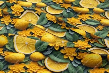 3D Limon Desenli Çok Amaçlı Dekoratif Tasarım Dijital Baskı Kumaş