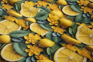 3D Limon Desenli Çok Amaçlı Dekoratif Tasarım Dijital Baskı Kumaş
