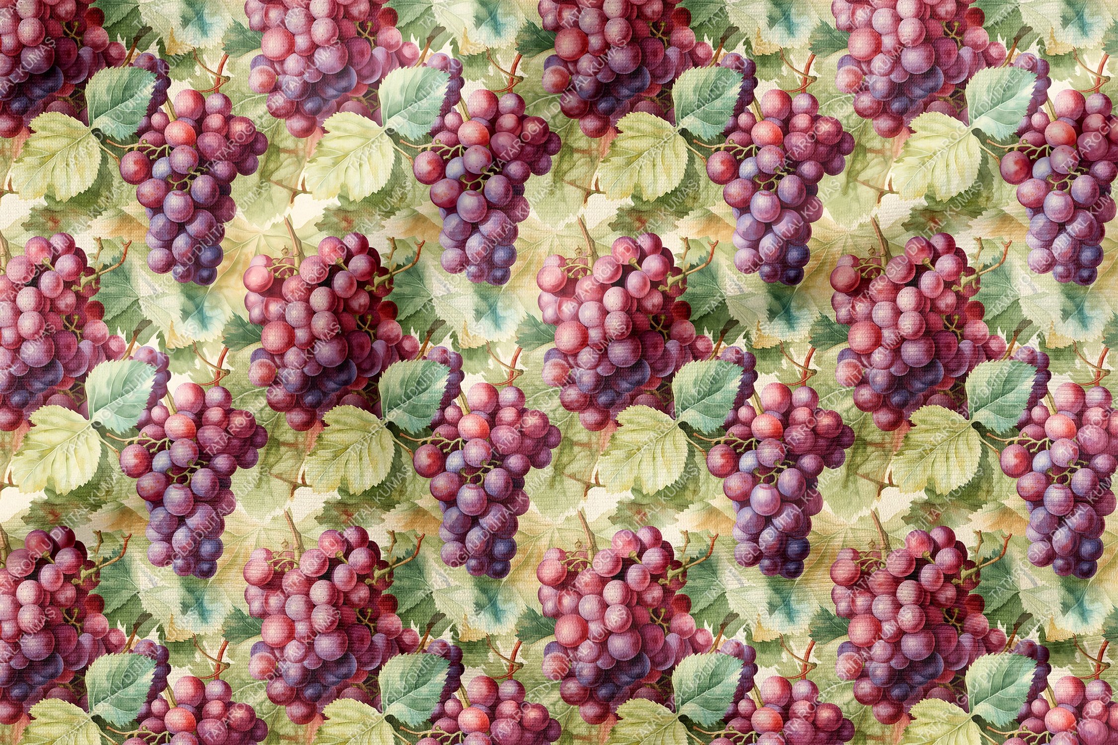 Vintage Üzüm Desenli Dijital Baskılı Dekoratif Polyester Kumaş