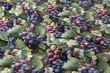 Üzüm Salkımları Desenli Dijital Baskılı Dekoratif Polyester Kumaş