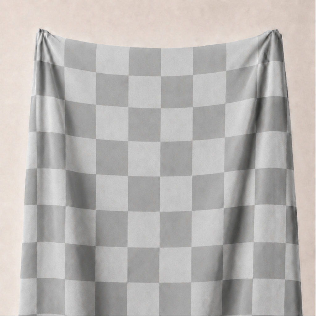 Gri ve Açık Gri Damalı Kumaş – 2x2 cm Kare Desenli Petek Dokulu Polyester Kumaş