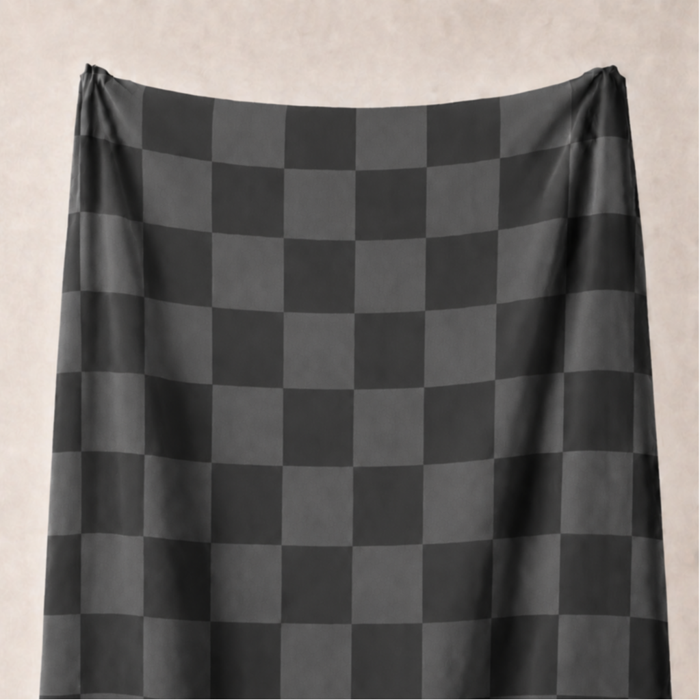 Antrasit ve Gri Damalı Kumaş – 2x2 cm Kare Desenli Petek Dokulu Polyester Kumaş
