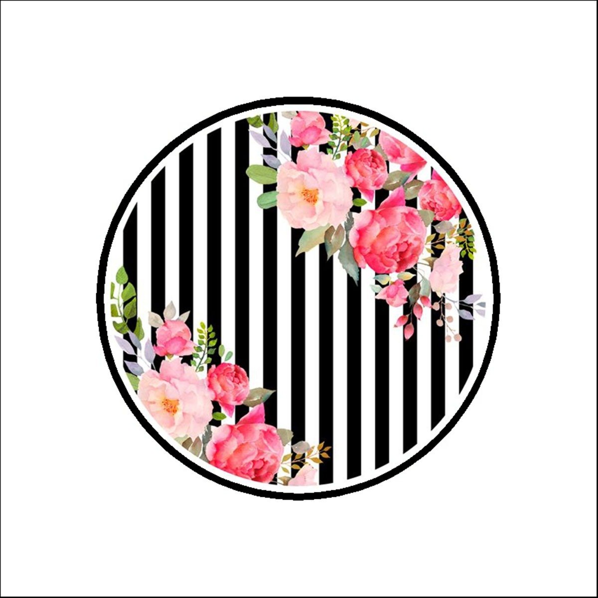 Çizgili Zeminde Pembe Çiçekler Kahve Suplası