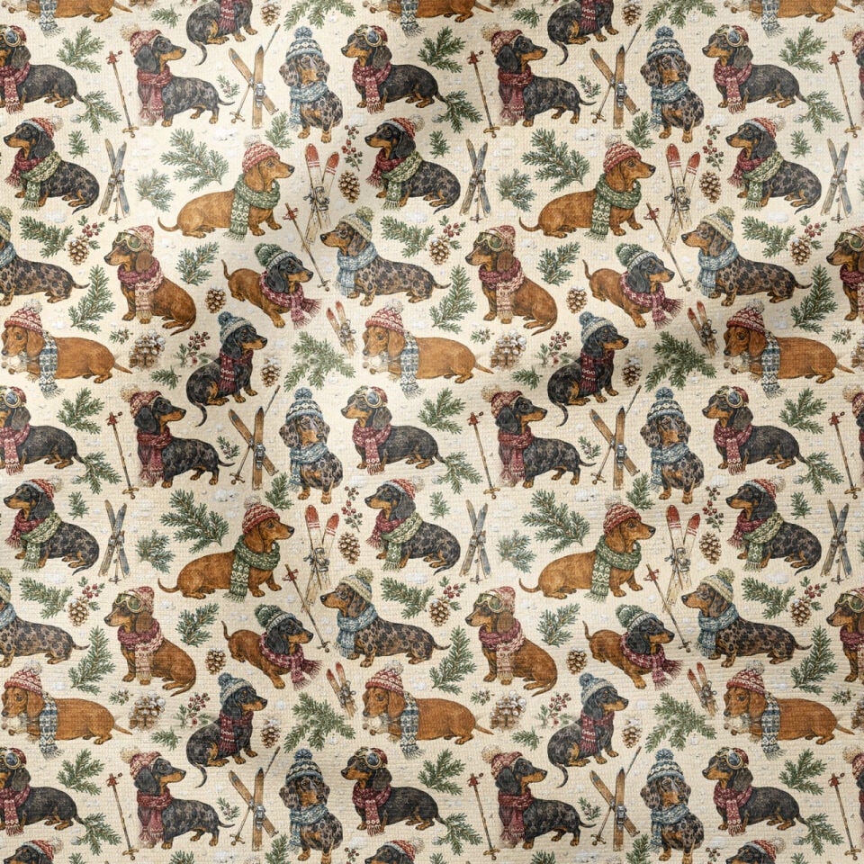 Kışlık Dachshund Köpek Desenli Kumaş