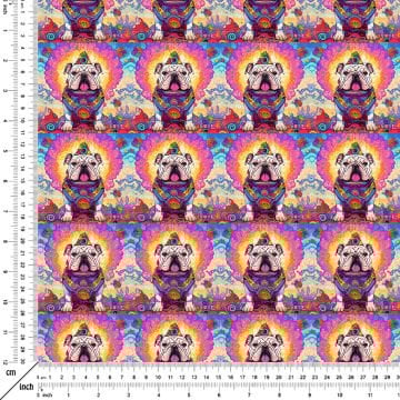 Красочные иллюстрации Английский бульдог Pattern Цифровой печатный дизайн Ткань