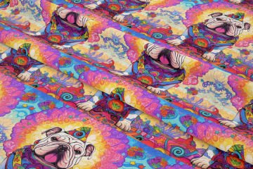 Красочные иллюстрации Английский бульдог Pattern Цифровой печатный дизайн Ткань