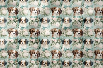 Cute Spaniel Dog Digital Printed Design Fabric