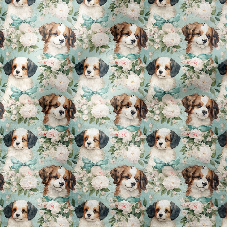 Sevimli Spaniel Köpekli Dijital Baskılı Tasarım Kumaş