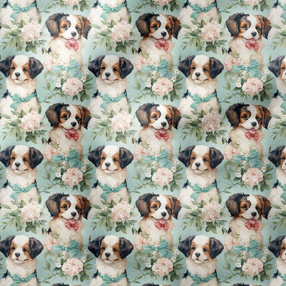 Sevimli Kurdelalı Spaniel Köpekli Dijital Baskılı Tasarım Kumaş