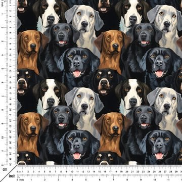 Sevimli Köpek Dijital Baskılı Tasarım Kumaş