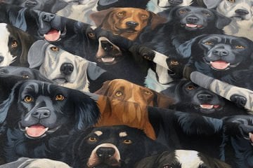 Sevimli Köpek Dijital Baskılı Tasarım Kumaş