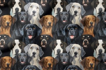 Sevimli Köpek Dijital Baskılı Tasarım Kumaş