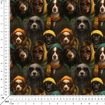 Sevimli Cool Köpekli Dijital Baskılı Tasarım Kumaş