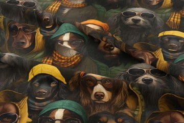 Sevimli Cool Köpekli Dijital Baskılı Tasarım Kumaş