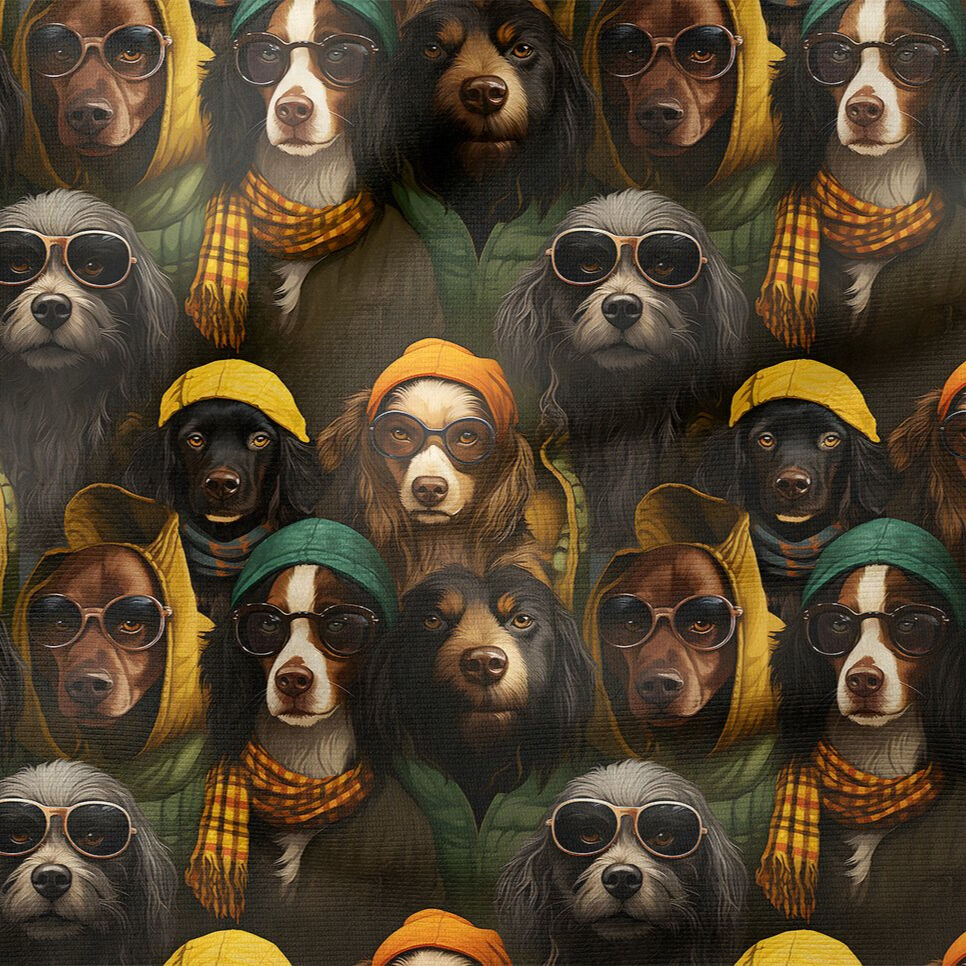 Sevimli Cool Köpekli Dijital Baskılı Tasarım Kumaş