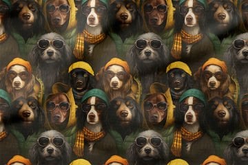 Sevimli Cool Köpekli Dijital Baskılı Tasarım Kumaş