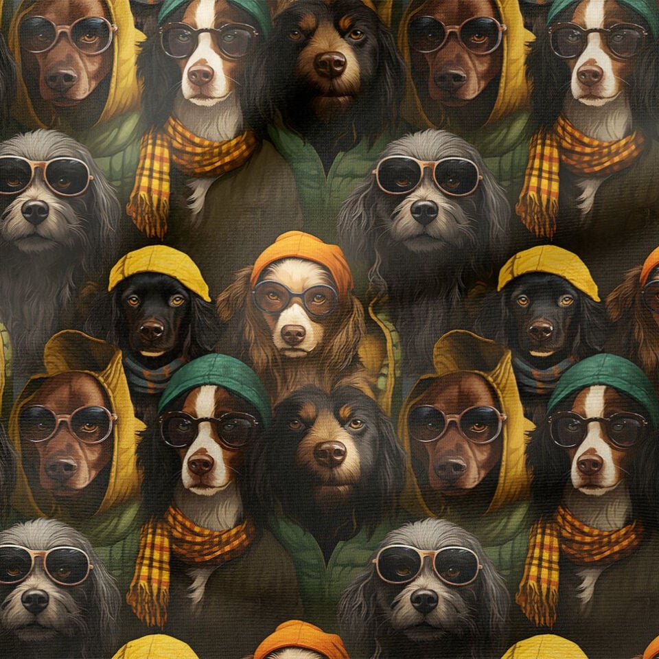 Sevimli Cool Köpekli Dijital Baskılı Tasarım Kumaş