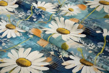 Welcome Spring - Vintage Daisy Pattern Digital Print Design Fabric