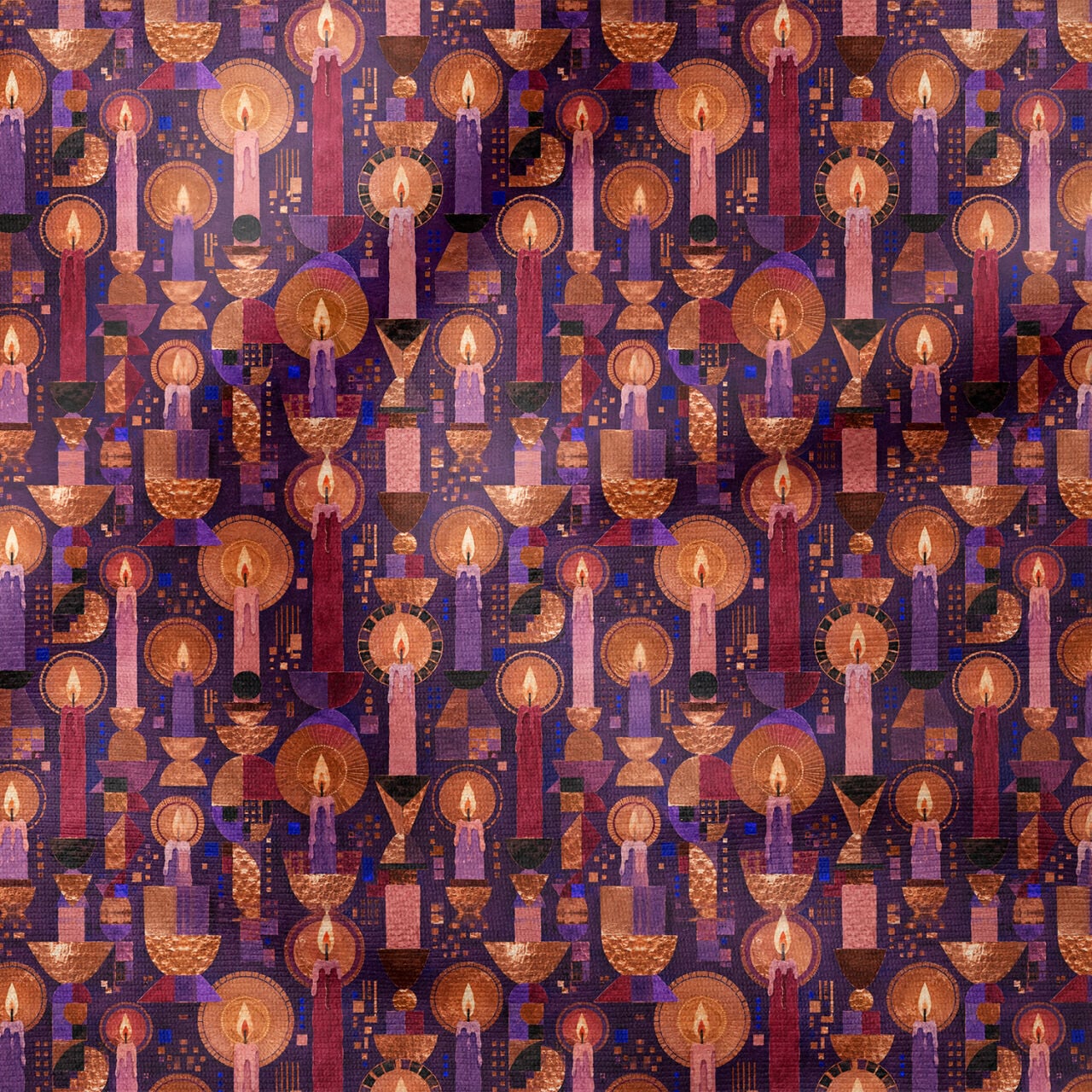 Geometrik Mum Desenli Kumaş – Modern Candle Mosaic Kumaş