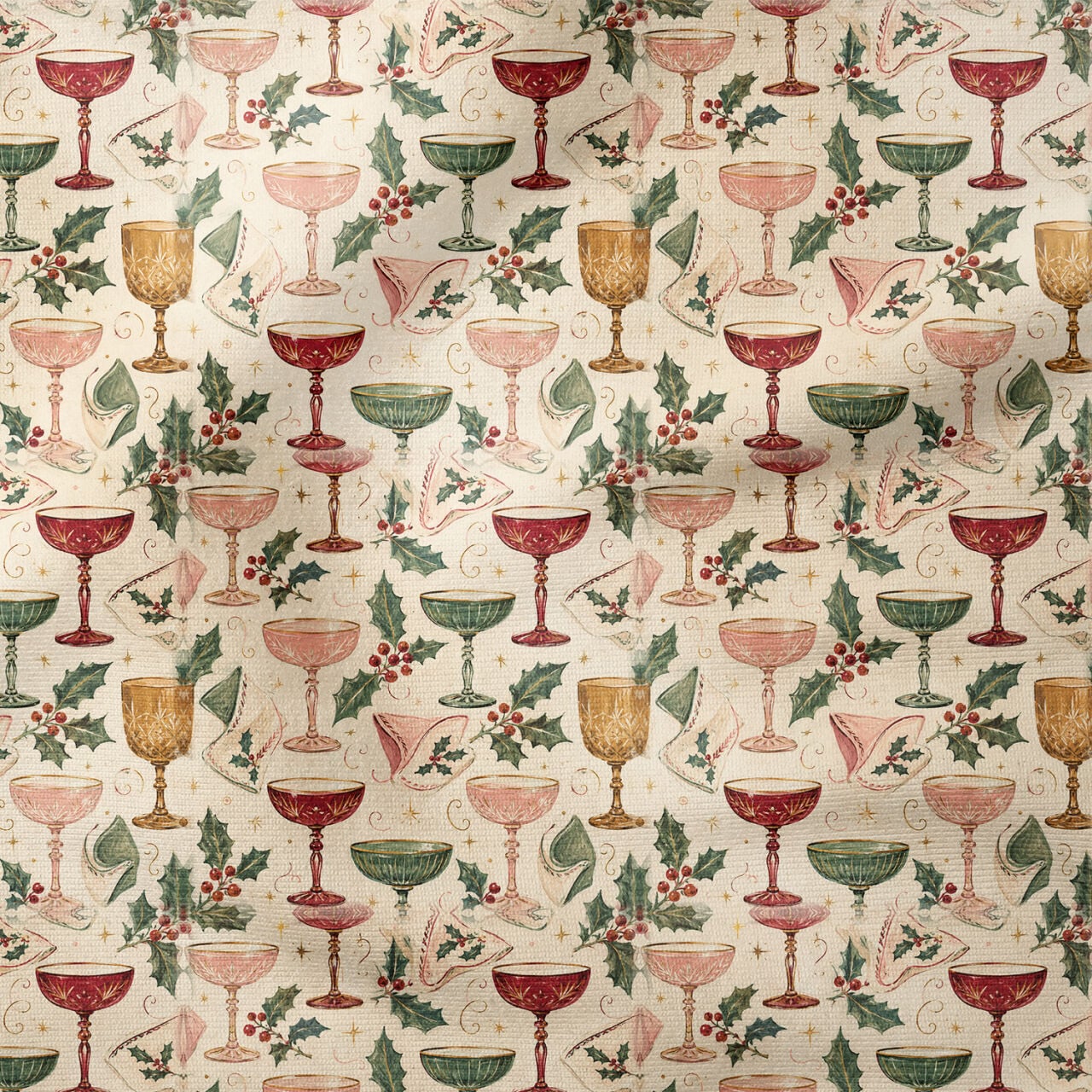 Yılbaşı Kokteyl Kumaşı – Vintage Holiday Cocktail Kumaşı
