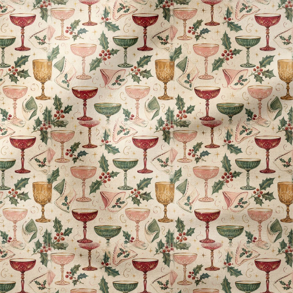 Yılbaşı Kokteyl Kumaşı – Vintage Holiday Cocktail Kumaşı