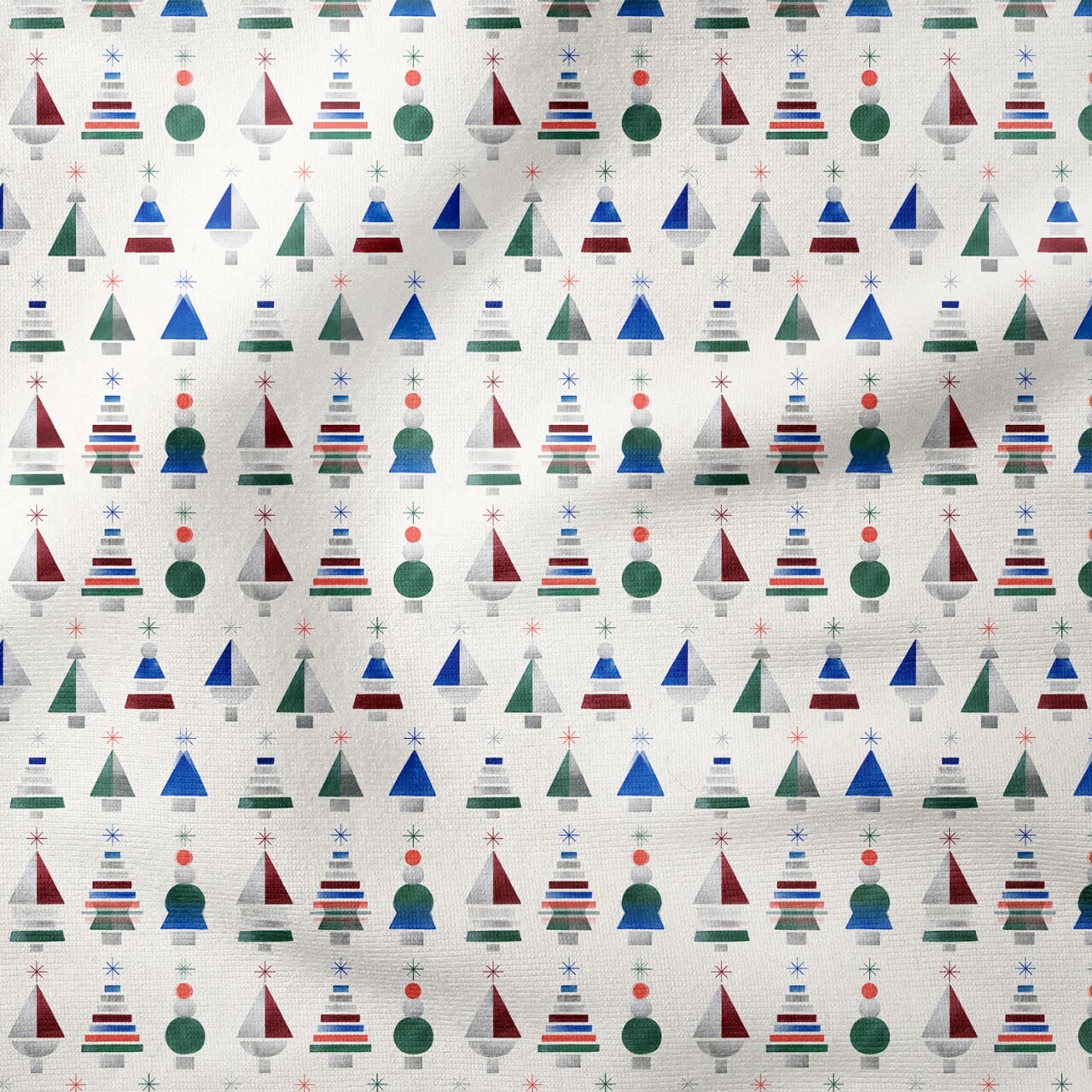 Geometrik Yılbaşı Kumaşı – Retro Modern Christmas Fabric