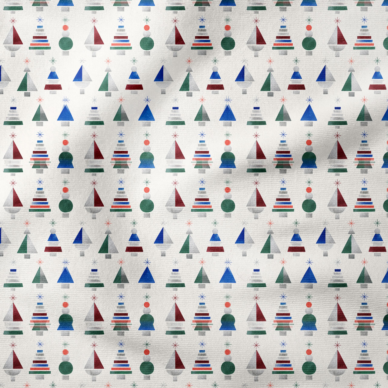 Geometrik Yılbaşı Kumaşı – Retro Modern Christmas Fabric