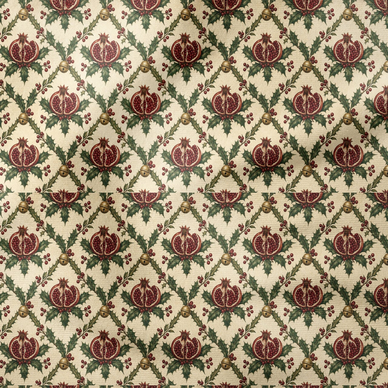 Narlı Yılbaşı Kumaşı – Pomegranate Christmas Fabric