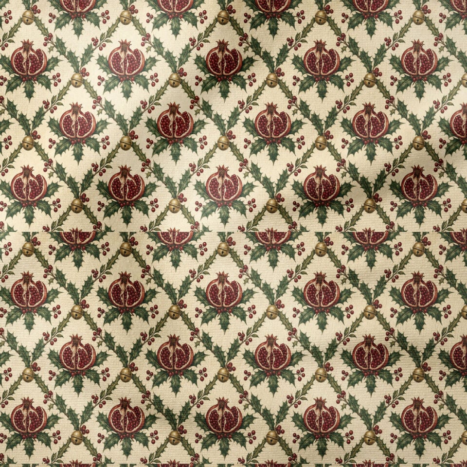 Narlı Yılbaşı Kumaşı – Pomegranate Christmas Fabric