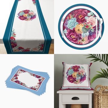 Colorful Flowers with Blue Background