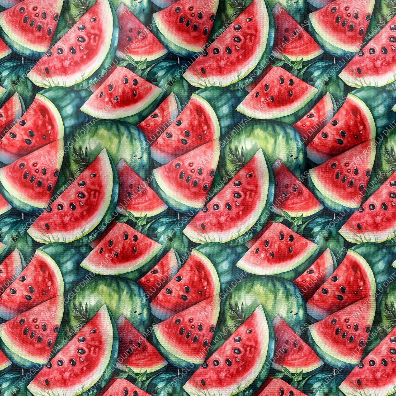Karpuz Desenli Dijital Baskılı Dekoratif Polyester Kumaş