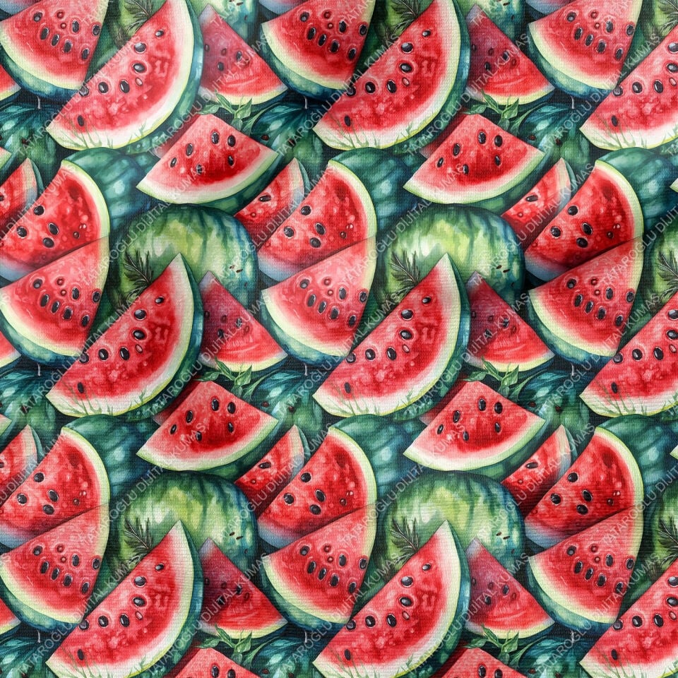 Karpuz Desenli Dijital Baskılı Dekoratif Polyester Kumaş