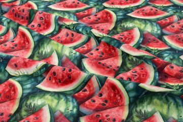 Karpuz Desenli Dijital Baskılı Dekoratif Polyester Kumaş
