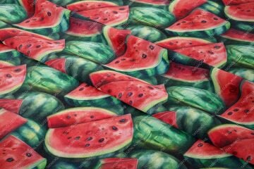 Karpuz Dilimli Desenli Dijital Baskılı Dekoratif Polyester Kumaş
