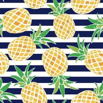Lacivert Beyaz Zemin Üzerine Ananas Dijital Baskılı Kumaş(SONBAHAR İNDİRİMİ)