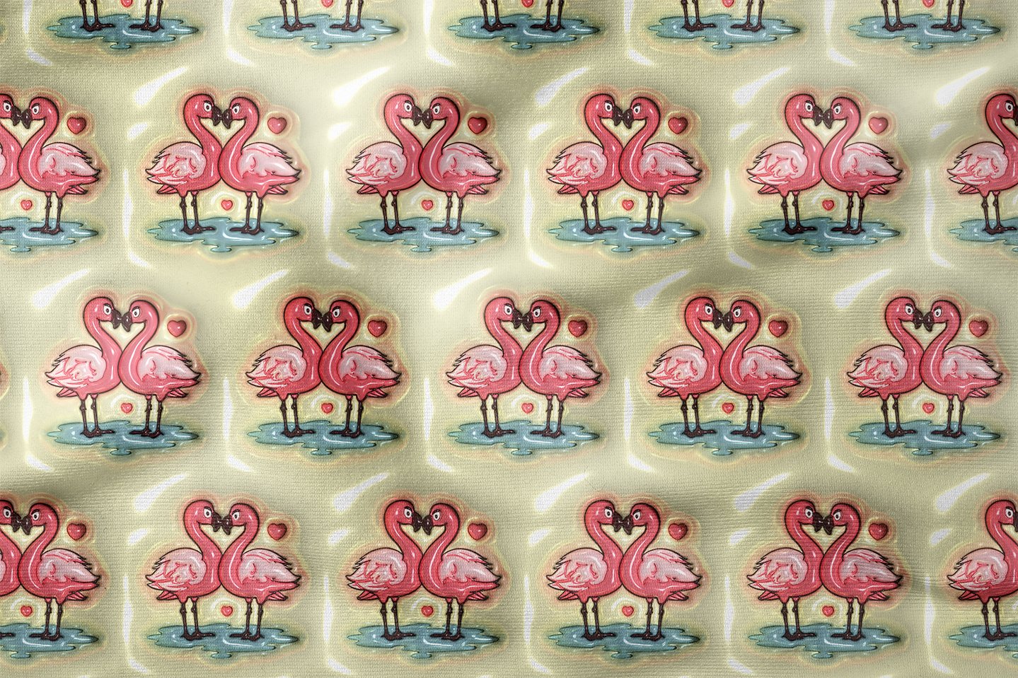Sevgili Flamingo Desenli Dijital Baskı Kumaş