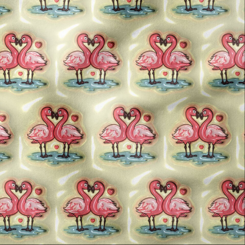 Sevgili Flamingo Desenli Dijital Baskı Kumaş