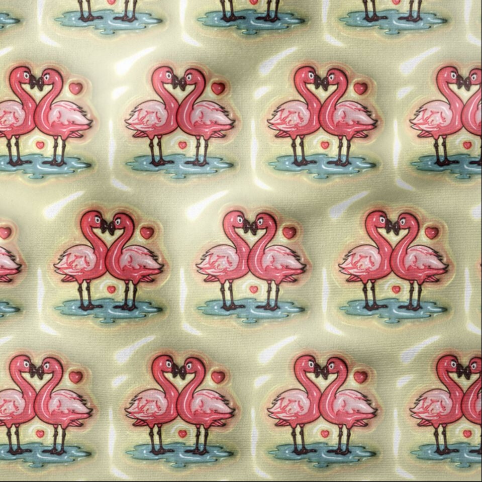 Sevgili Flamingo Desenli Dijital Baskı Kumaş