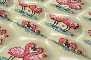 Sevgili Flamingo Desenli Dijital Baskı Kumaş