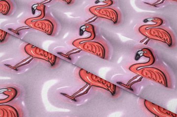Lila Zeminli Flamingo Desenli Dijital Baskı Kumaş